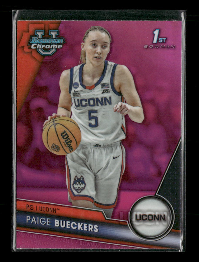 2023-24 Bowman University Chrome Pink Refractor Paige Bueckers #90
