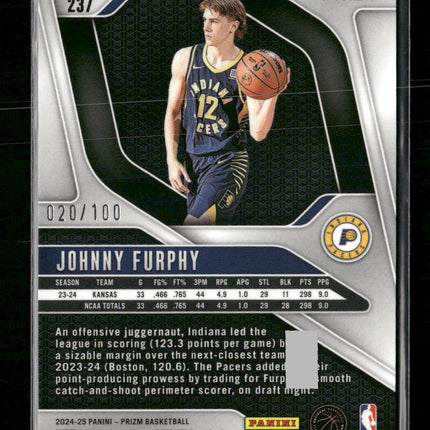 2024-25 Panini Prizm Prizms Fast Break Red Johnny Furphy #/100 #237