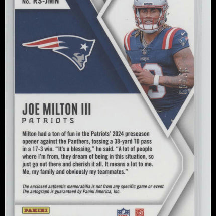 2024 Panini Phoenix Rookie Silhouettes Blue Joe Milton III #/49 Auto #RS-JMN