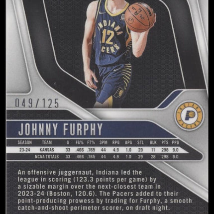 2024-25 Panini Prizm Prizms Fast Break Orange Johnny Furphy #/125 #237