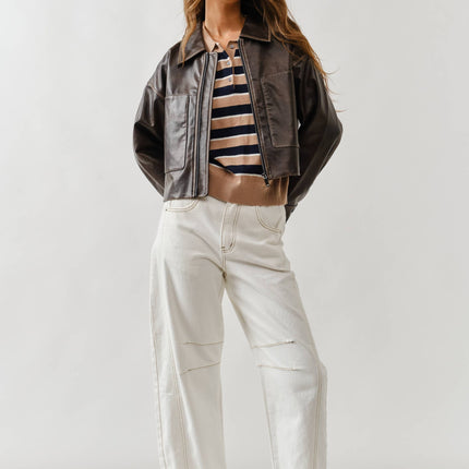 Brown Vintage Washed Leather Jacket