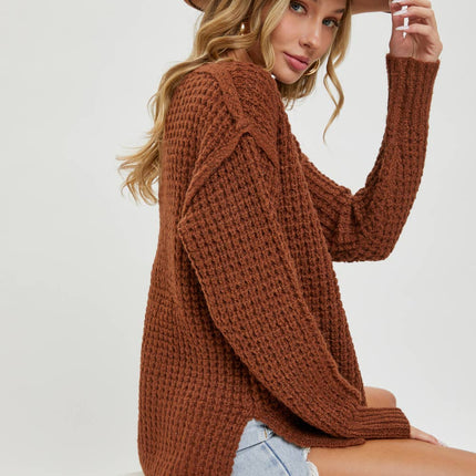 Ivory Waffle Knit Sweater