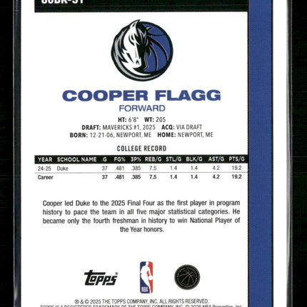 2025-26 Topps 1980-81 Topps Basketball Cooper Flagg #80BK-51