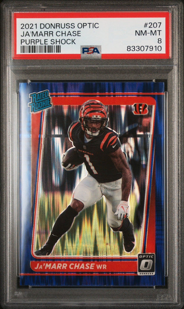 2021 Panini Donruss Optic Purple Shock Ja'Marr Chase 8 PSA #207