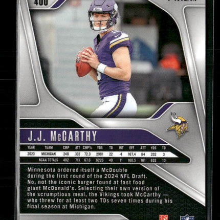 2024 Panini Prizm Orange Ice J.J. McCarthy Rookie #400