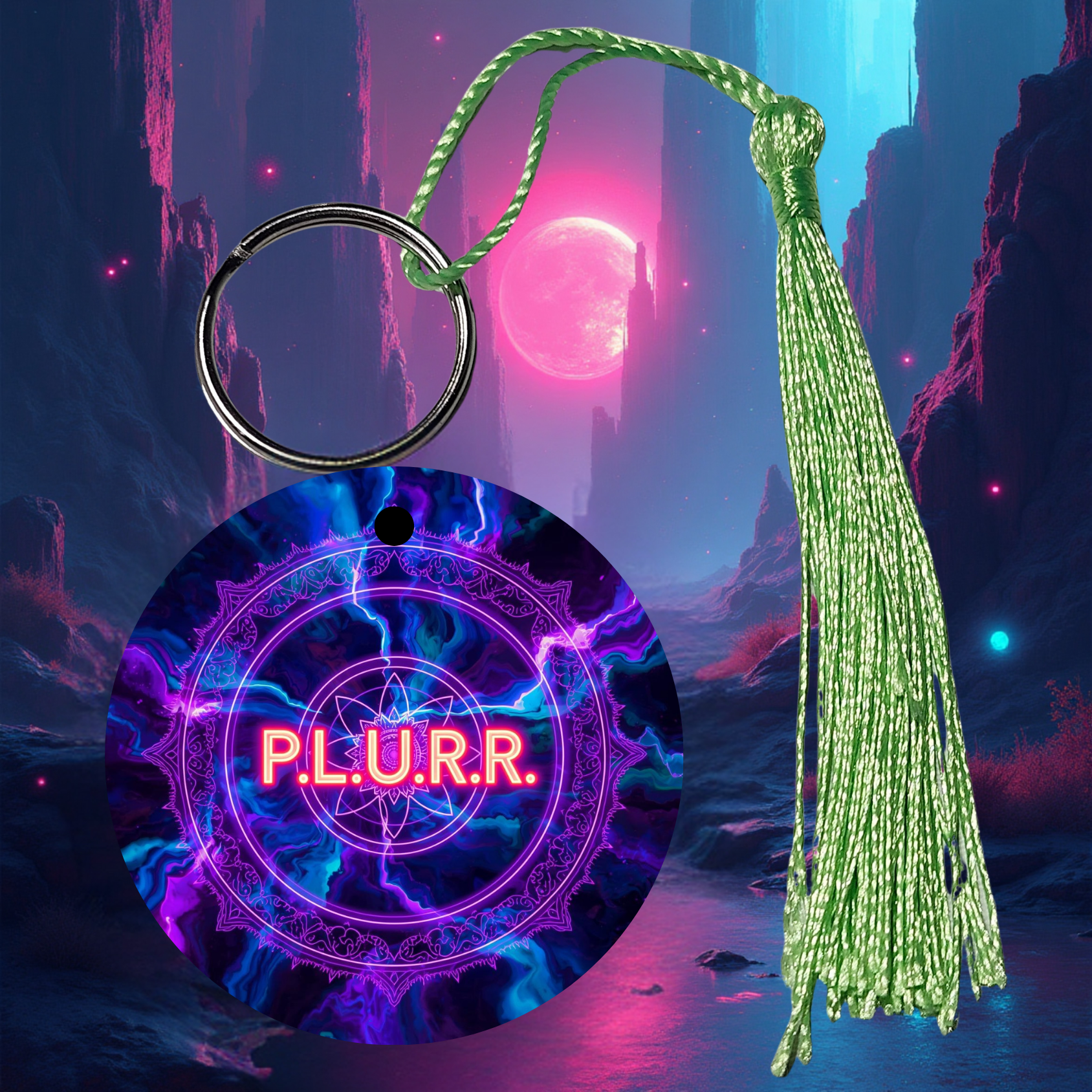 PLURR Aluminum Keychain for Raves and Festivals