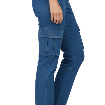 Women's Elastic Stretch Waist Casual Denim Pull-on Cargo Pants
