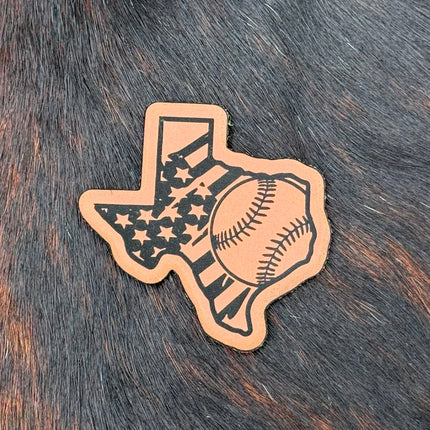 Engraved Texas American Flag Baseball Patch