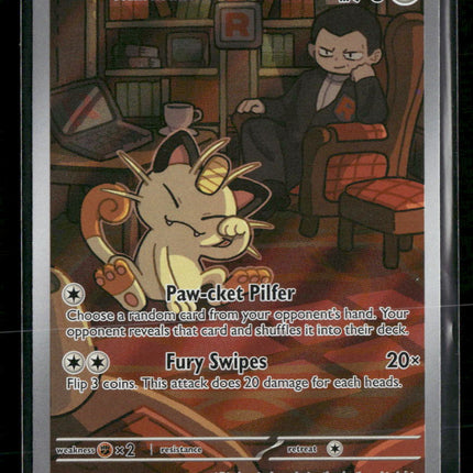 SV10: Destined Rivals Team Rocket's Meowth Holo #203/182