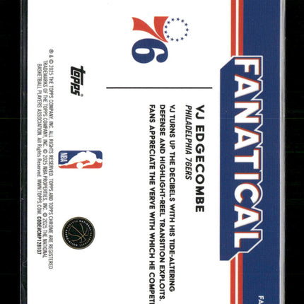2025-26 Topps Chrome Fanatical VJ Edgecombe #FAN-23