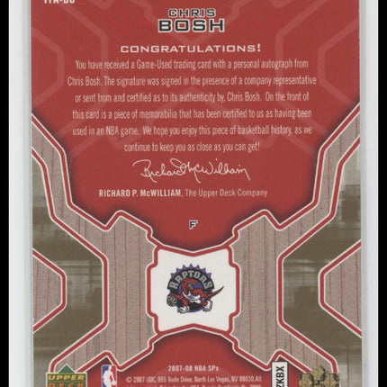 2007-08 SPx Flashback Fabrics Autographs Parallel Chris Bosh #/10 Auto #FFA-BO
