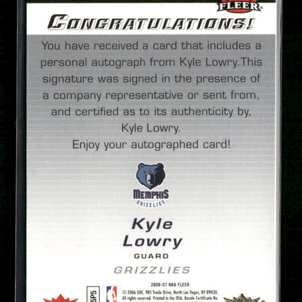 2006-07 Fleer Auto Kyle Lowry #A-KL