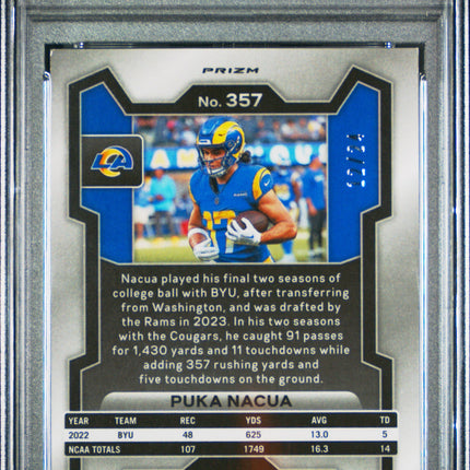 2023 Panini Prizm Gold Sparkle Puka Nacua 9 PSA #357