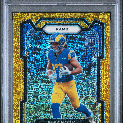 2023 Panini Prizm Gold Sparkle Puka Nacua 9 PSA #357