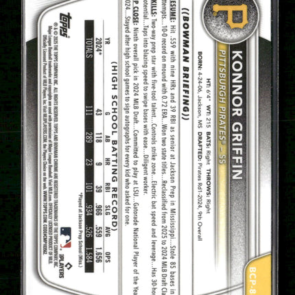 2025 Bowman Chrome Prospects Purple Refractor Konnor Griffin #/250 #BCP-86