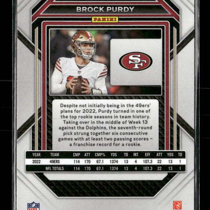 2022 Panini Chronicles Prizm Black Silver Brock Purdy #PB-8