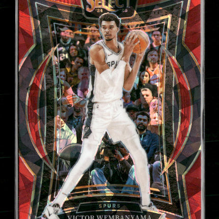 2024-25 Panini Select Red Cracked Ice Prizm Victor Wembanyama #9