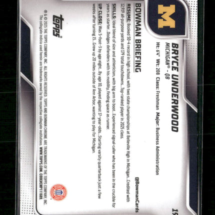 2025 Bowman University Aqua Mini-Diamond Refractor Bryce Underwood #/325 #196