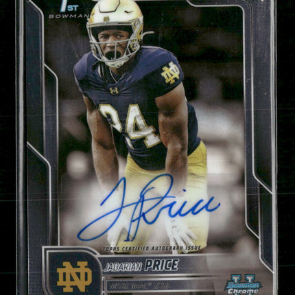 2025 Bowman University Prospect Autographs Refractor Jadarian Price #BCA-JPR