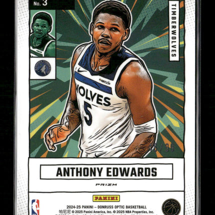 2024-25 Donruss Optic Net Marvels Red Anthony Edwards #/99 #3
