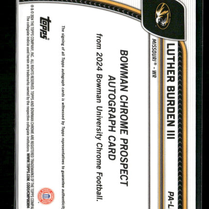 2024 Bowman Chrome U Fuchsia Refractor Luther Burden III #/150 Auto #PA-LBU