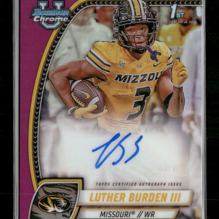 2024 Bowman Chrome U Fuchsia Refractor Luther Burden III #/150 Auto #PA-LBU
