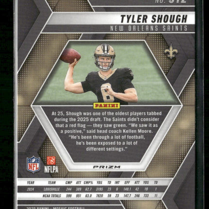2025 Panini Mosaic Mosaic Red and White Stripe Tyler Shough Rookie #312