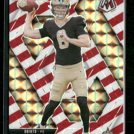 2025 Panini Mosaic Mosaic Red and White Stripe Tyler Shough Rookie #312
