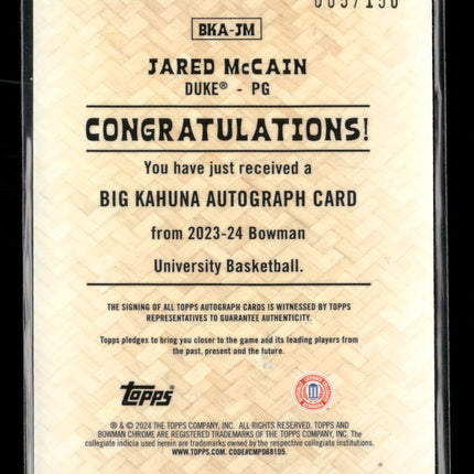 2023-24 Bowman University Chrome The Big Kahuna Auto Jared McCain #/150  #BKA-JM