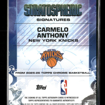 2025-26 Topps Chrome Stratospheric Signatures Carmelo Anthony Auto #SM-CA