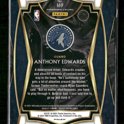 2020-21 Panini Select Red White Green Cracked Ice Anthony Edwards Rookie #169