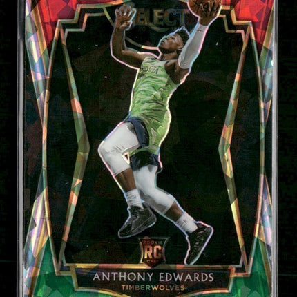 2020-21 Panini Select Red White Green Cracked Ice Anthony Edwards Rookie #169