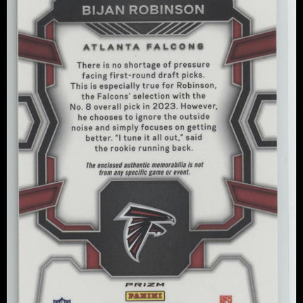 2023 Panini Prizm Rookie Gear Neon Green Pulsar Bijan Robinson #RG-BR