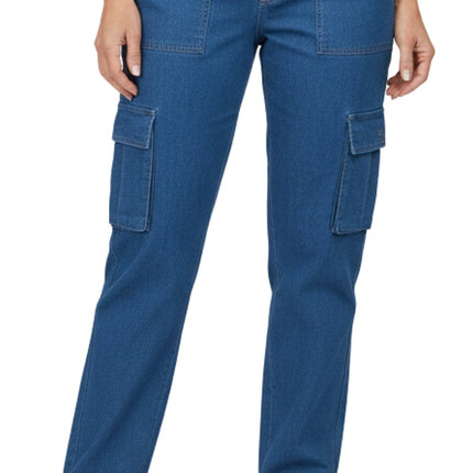 Women's Elastic Stretch Waist Casual Denim Pull-on Cargo Pants