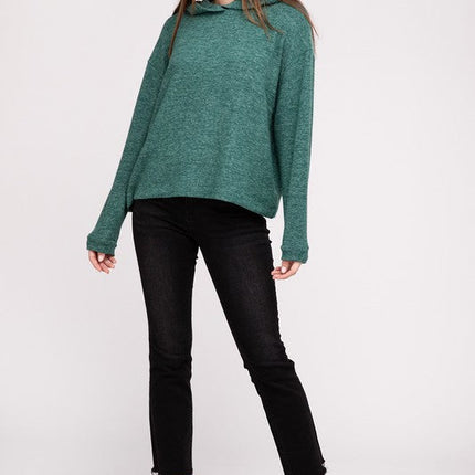 Hooded Brushed Melange Hacci Sweater