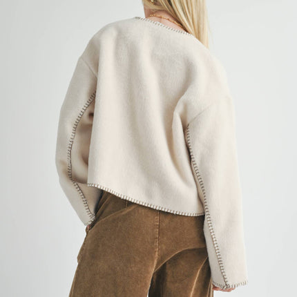 Cream Contrast Stitch Jacket