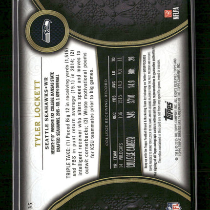 2015 Topps Triple Threads Purple Tyler Lockett Rookie #/70 Auto #135