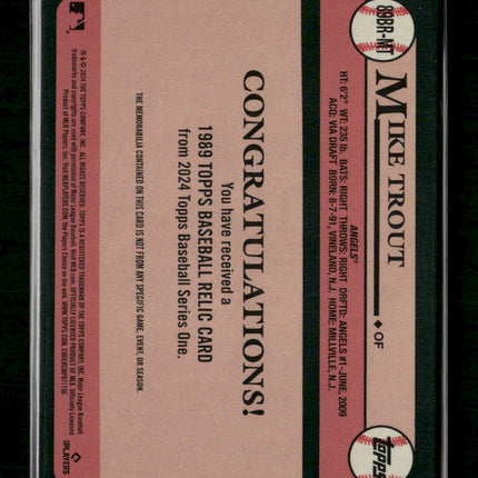2024 Topps Baseball 35th Anniversary Relics (Series One) Mike Trout #89BR-MT