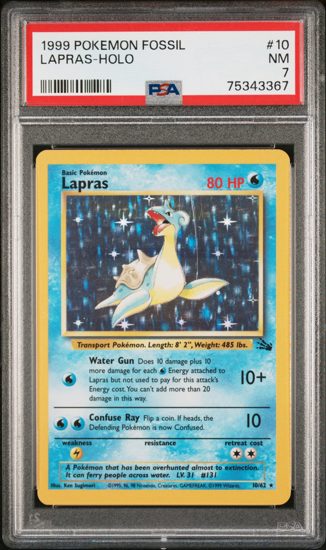 1999 Pokemon Fossil Lapras-Holo 7 PSA #10