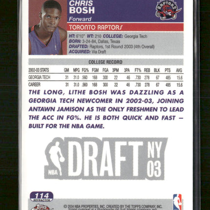 2003-04 Topps Chrome Refractors Chris Bosh Rookie #114