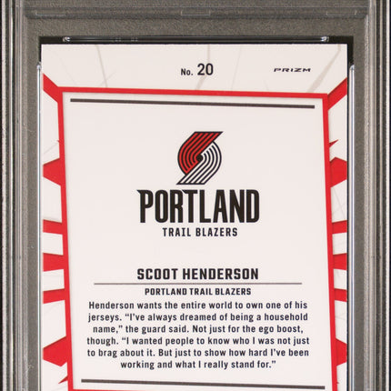 2023 Panini Donruss Optic My House My House-Purple Scoot Henderson 10 PSA #20