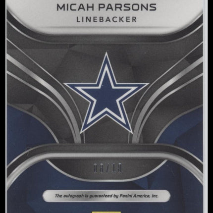 2021 Panini Spectra Neon Orange Micah Parsons Rookie #/10 Auto #269