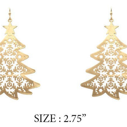 Gold Filigree Christmas Tree Earring