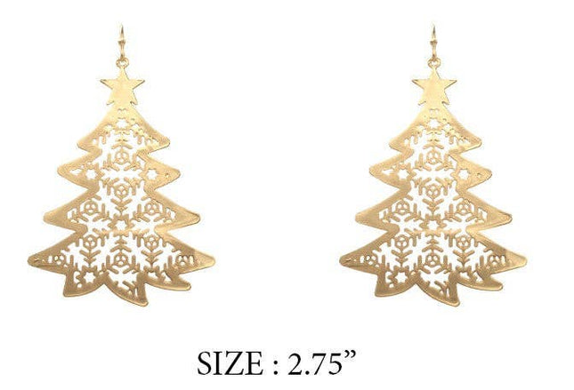 Gold Filigree Christmas Tree Earring
