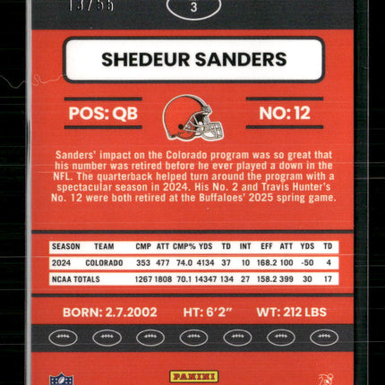 2025 Donruss Optic 2015 Retro Ice Shedeur Sanders #/55 #3