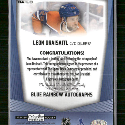 2024-25 O-Pee-Chee Platinum Blue Rainbow Autographs Leon Draisaitl Auto #BA-LD