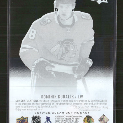 2019-20 Upper Deck Clear Cut Dominik Kubalik Auto #CC-DK