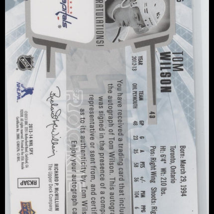 2013-14 SPx Tom Wilson Rookie #/499 Auto #196