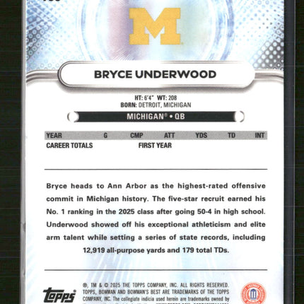 2025 Bowman University Best Shimmer Bryce Underwood #100