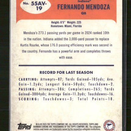 2025 Bowman University Chrome 1955 Bowman Football Fernando Mendoza #55AV-19
